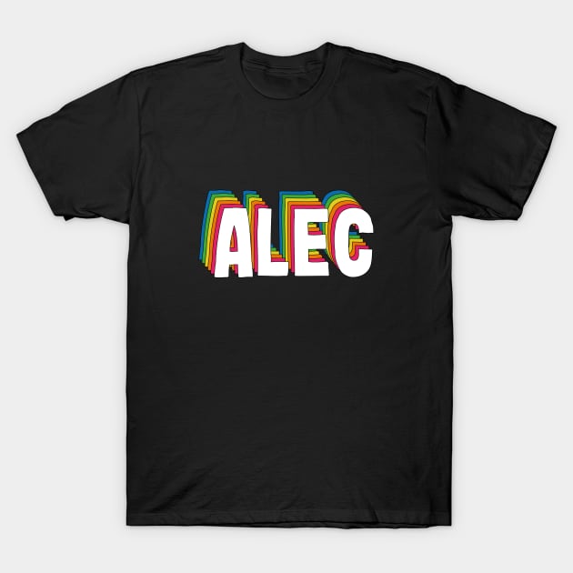 Alec Name Rainbow Retro T-Shirt by CoolDesignsDz